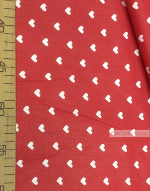 Baby Quilt Fabric by the Yard ''White Hearts On Red''}