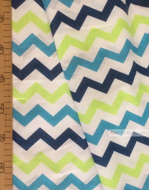 Kids Fabric by the Yard ''Color Zigzag On White ''}