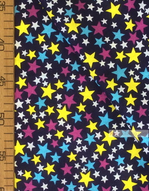 Baby Quilt Fabric by the Yard ''Colored Stars On Dark Blue''}