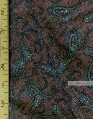 Paisley coton fabric by the yard ''Grey Turkish Cucumber On Brown''}