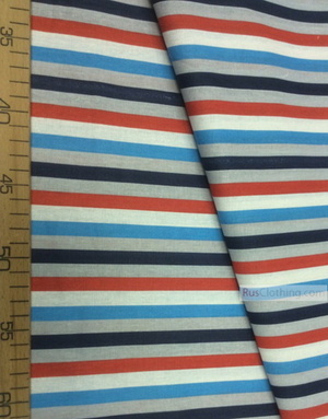 Geometric Print Fabric ''Red-Blue Strip''}