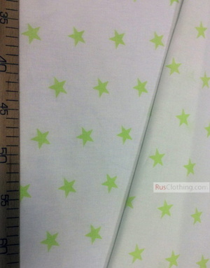 Childrens Fabric by the Yard ''Light Green Star On White''}