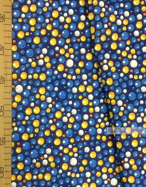 Kids Fabric by the Yard ''Colored Balls On Blue, Blue, Yellow''}