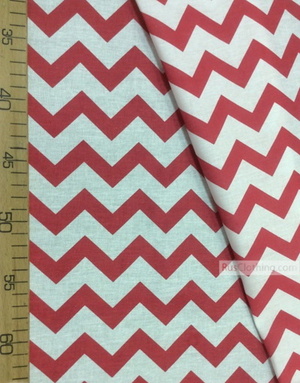 Nursery Print Fabric by the Yard ''White-Red Zigzag''}