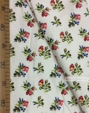 Floral cotton fabric by the yard ''Rose On White''}