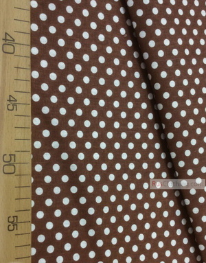 Cotton print fabric by the yard ''Small White Polka Dots On Chocolate''}