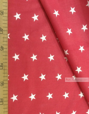 Nursery Fabric by the Yard ''White Star On Red''}