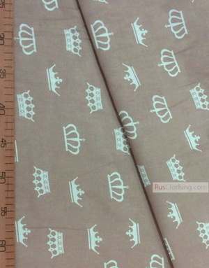 Nursery Print Fabric by the Yard ''White Crowns On The Coffee''}