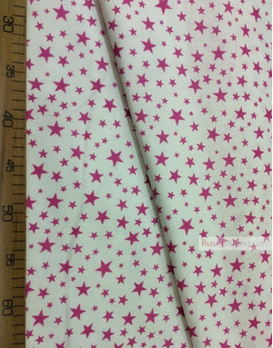 Floral cotton fabric by the yard ''Crimson-Red Stars On White''}