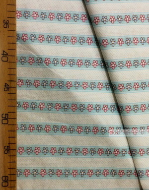 Baby fabric by the Yard ''Blue, Pink Daisies On A Turquoise Strip''}