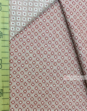 Geometric Print Fabric ''Red And White Square''}