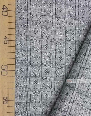 Linen Jacquard Fabric ''Diamond in black and gray ''