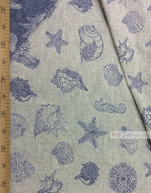 Linen Jacquard Fabric ''Sea (blue) ''