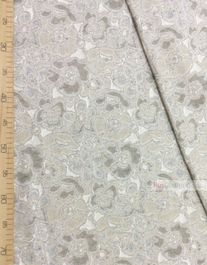 Linen Jacquard Fabric ''Gray-beige flowers ''