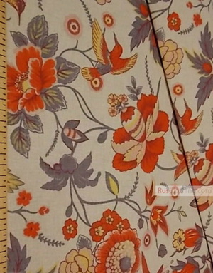 Tissu lin de Russie ''Hummingbirds On Flowers''