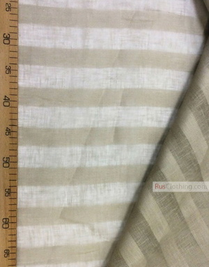 Linen fabric from Russia ''Latte Strips ''