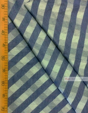 Linen fabric from Russia ''Diagonal blue bar ''