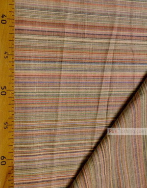 Linen fabric from Russia ''Bue-orange strips ''
