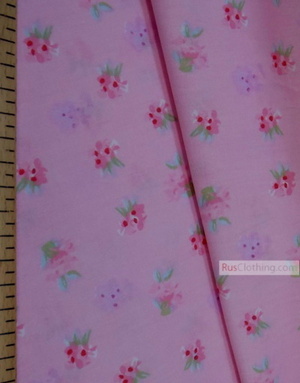 Floral cotton fabric by the yard ''Pastel Flowers On Pink''}