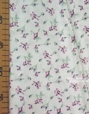 Floral cotton fabric by the yard ''Purple Crocus On Milk''}