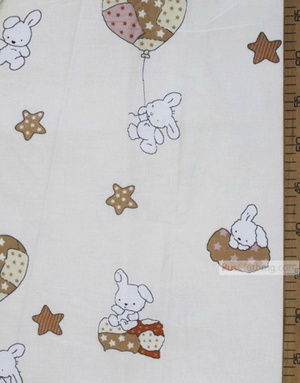 Kids Fabric by the Yard ''Bunnies And Balloons On The Cream''}