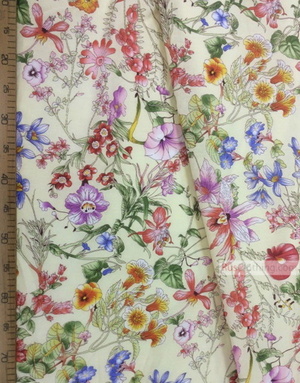 Russian Floral Fabric ''Wildflowers On Cream''}