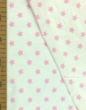 Childrens Fabric by the Yard ''Pink, Small Star On White''}