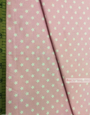 Nursery Print Fabric by the Yard ''White, Small Star On Pink''}