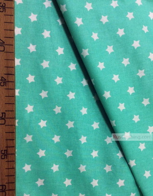 Baby Quilt Fabric by the Yard ''White, Small Star On Mint''}