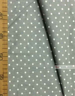 Gray cotton fabric by the yard ''White, Little Polka Dots On Grey (Rare)''}