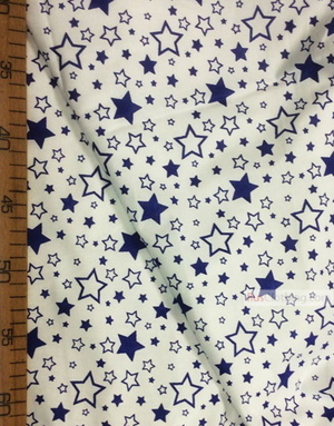 Tissu bébé au metre ''White, Blue Stars On White''}