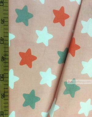 Baby fabric by the Yard ''Star-Gingerbread Color On Pink (White, Gray, Red)''}