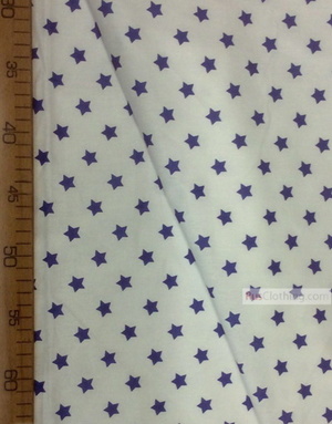 Nursery Fabric by the Yard ''Blue, Small Star On White''}
