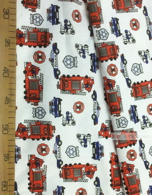 Kids Fabric by the Yard ''Firefighters And Police''}