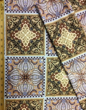 Folk Art Fabric by the yard ''Eastern Picture In The Square''}