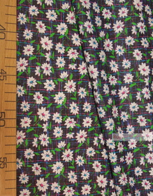 Floral cotton fabric by the yard ''White Flowers On Black''}
