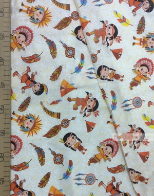 Baby fabric by the Yard ''Indians On Beige''}