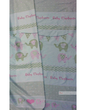 Baby Quilt Fabric by the Yard ''Beige, Pink Elephants''}