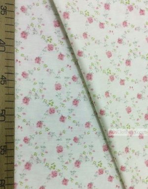 Floral cotton fabric by the yard ''Delicate Roses On Light Yellow''}