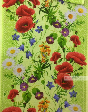Waffle Textured Fabric by the yard ''Field Flowers''}