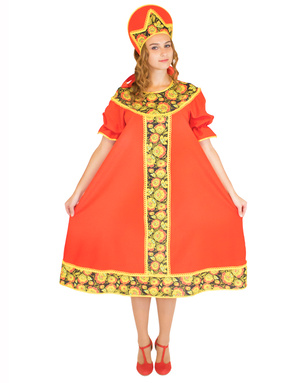 Russian Girl Dress Khokhloma Roundelay