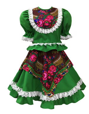 Russian dance costume ''Square dance'' with Kokoshnik green