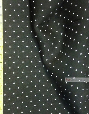 Viscose Fabric by the yard ''White Polka Dots On Black''}