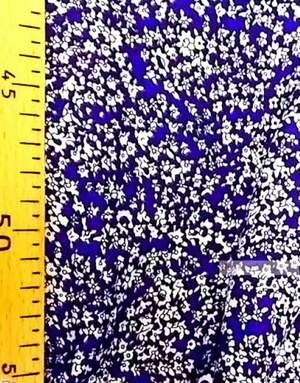 Viscose Fabric by the yard ''Small, White Flowers On Cornflower''}