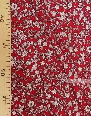 Tissu Viscose Imprimé au metre ''Light Beige Flowers On Red''}