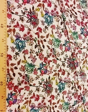 Viscose rayon by the yard ''Pink And Blue Orchid Flowers On Dairy''}
