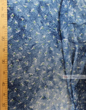 Viscose Fabric by the yard ''Little White Daisy On A Blue Tie-Dye Background''}