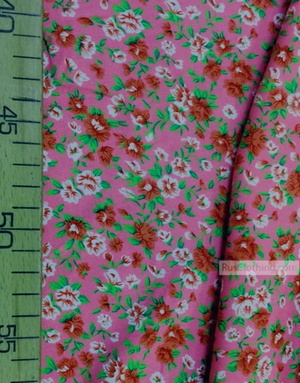 Viscose Fabric by the yard ''White And Pink Roses On Pink''}