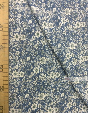 Viscose rayon by the yard ''White Flowers On Blue''}