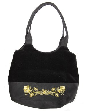 Black Evening Bag ''Bouquet of roses''}